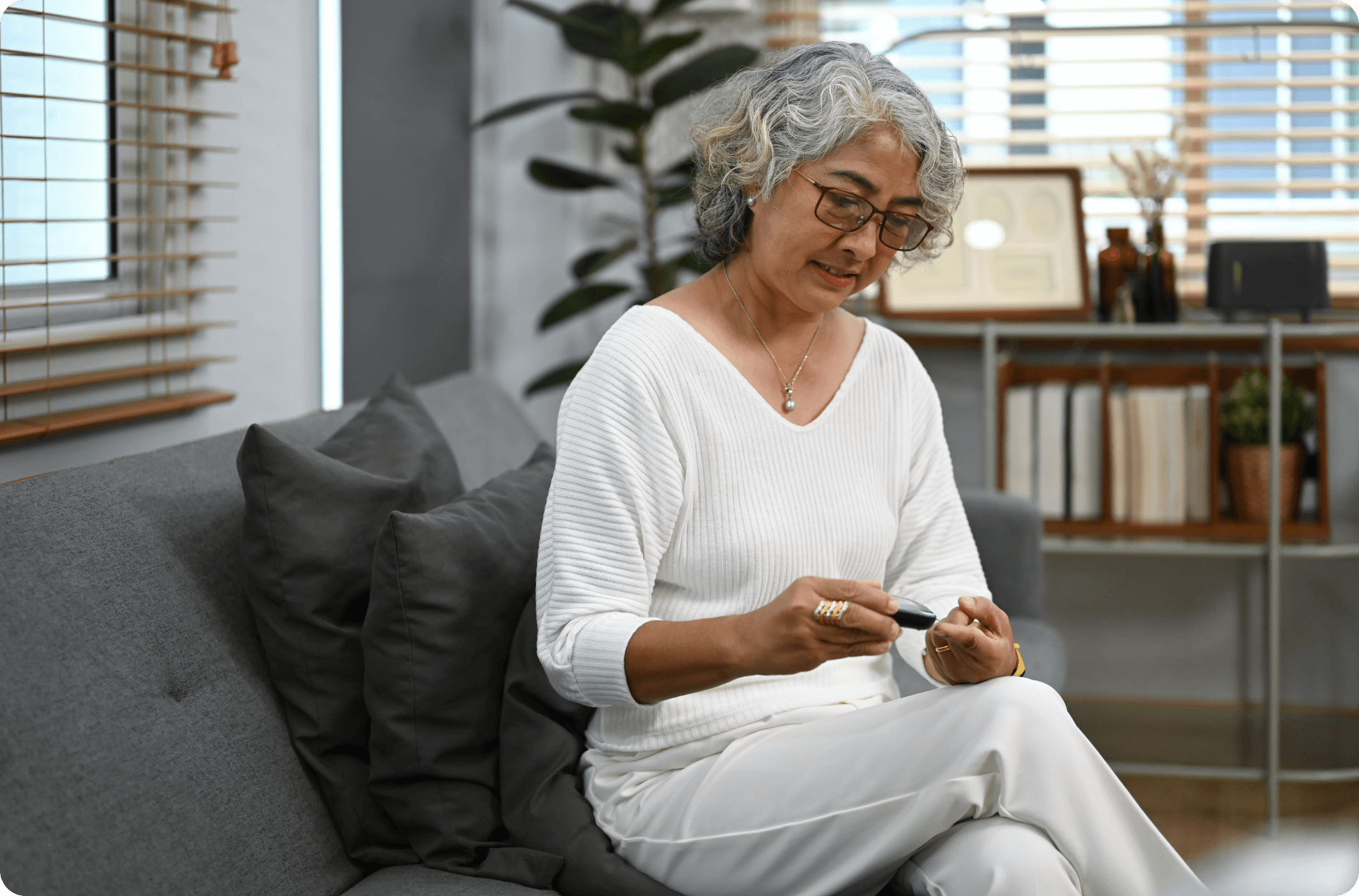Woman using medical device