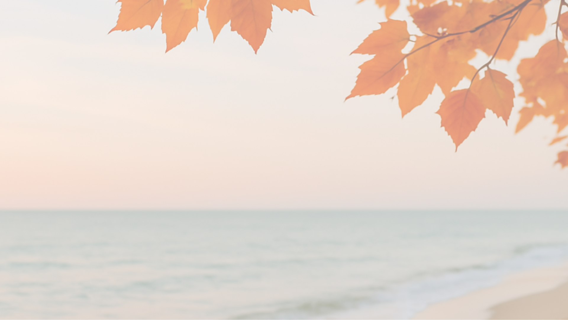 Beach scene with autumn leaves above and soft waves below, overlaid with the message 'Don’t Let Summer’s End Disrupt Patient Care,' representing the importance of consistent communication, Remote Patient Monitoring, and Chronic Care Management during seasonal transitions.