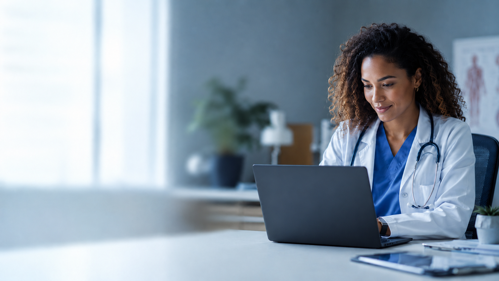 HIPAA compliant remote patient monitoring: a physician reviewing patient data on a laptop